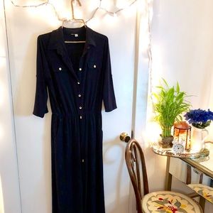 Navy Blue Jumper with Gold Embellishments